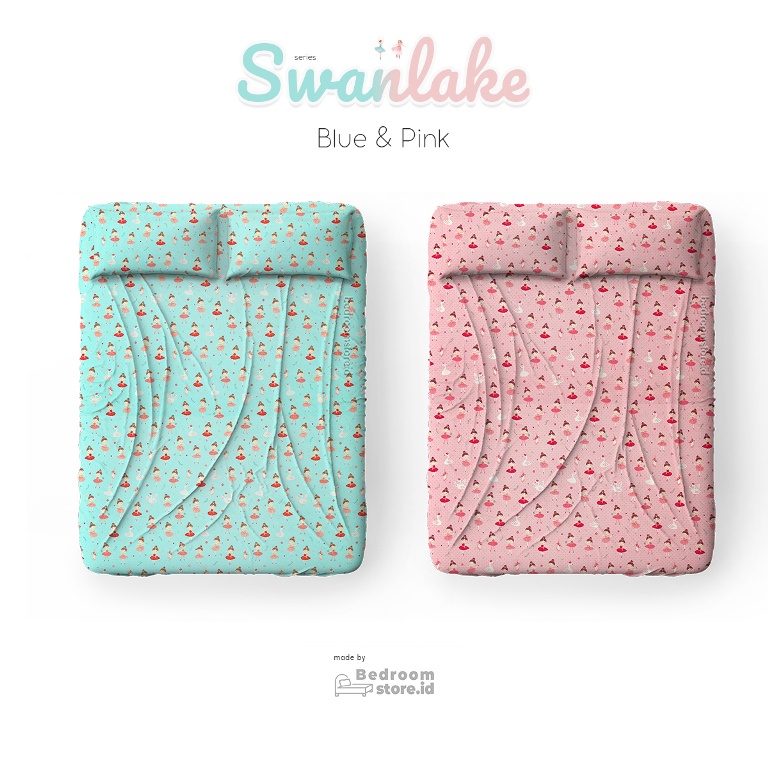 Sprei Aesthetic Motif PRINCESS BABY BLUE  | ALA KOREA Sudah Termasuk Sarung Bantal Guling