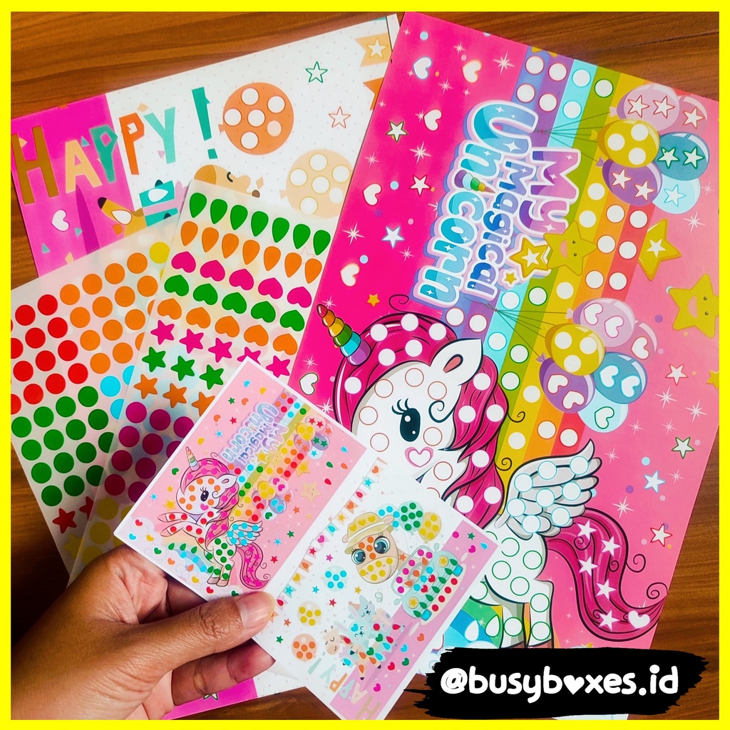 [busyboxes.id] Mainan Edukasi anak 3 tahun aktivitas menempel sticker rainbow seri unicorn