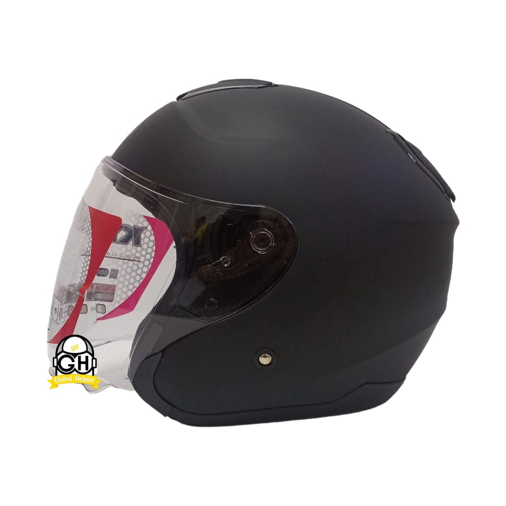 HELM KYT KYOTO SOLID BLACK DOFF HALF FACE SINGLE VISOR