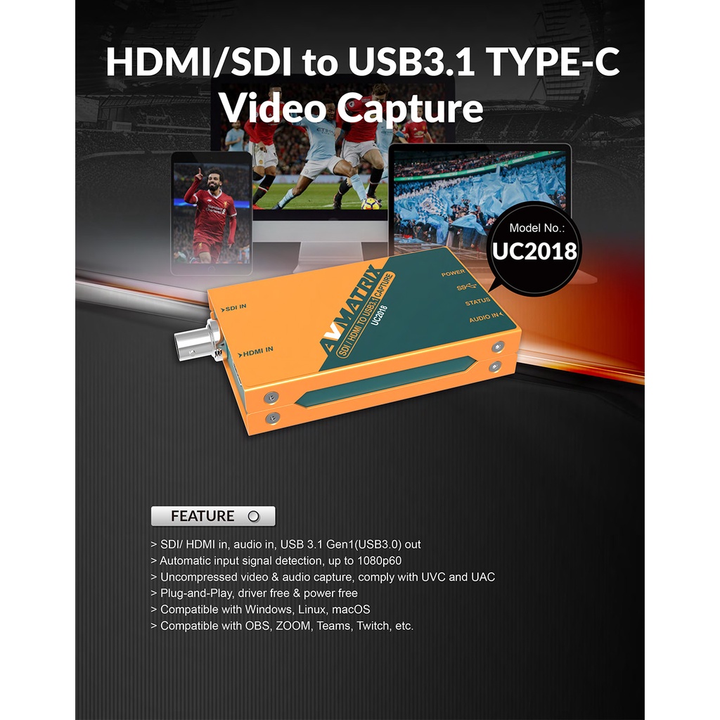 AVMATRIX UC2018 SDI/HDMI to USB 3.0 Video Capture
