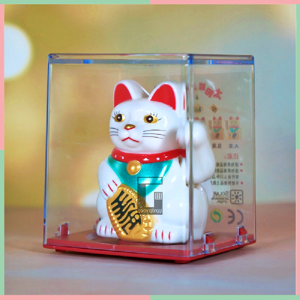 Patung Pajangan Hiasan Boneka Kucing Hoki Fengshui Rejeki Rezeki Lucky Fortune Cat Keberuntungan Maneki Neko Maneko Neki Mainan Keramik Mobil Meja Cina China Jepang Baterai Solar Tangan Goyang Gerak Bergerak Berotot Muscle Jumbo Besar Mini Lucu Imut Murah