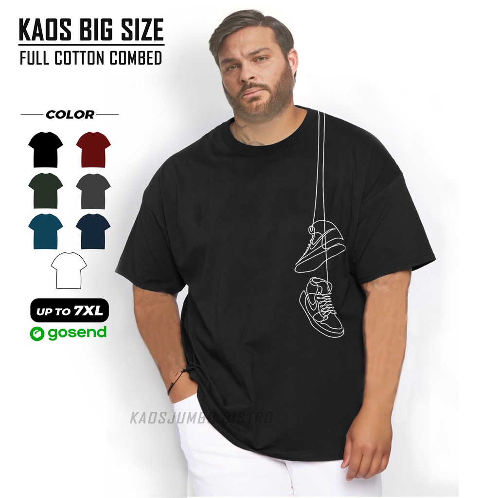 Kaos Pria Jumbo Big Size XXXL 5xl Baju Kaus Oversize Cowok Distro Gambar Sepatu