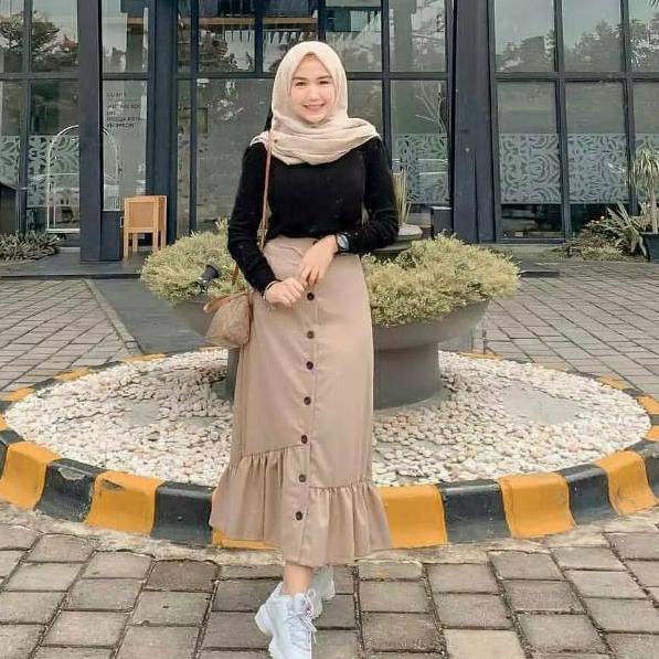 ✔️  Rok wanita kekinian/Rok rempel panjang/Rok sasa skirt Murah