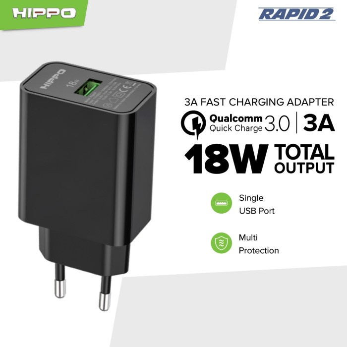 Charger Hippo Rapid 2 Adaptor Charger Quick Charge 3.0 Fast Charging 18 W