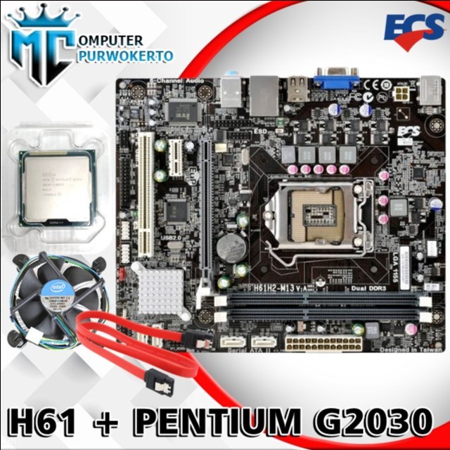 Paket Mainboard H61 ECS Dan Processor G2030 Dan Fan Intel Soket 1155