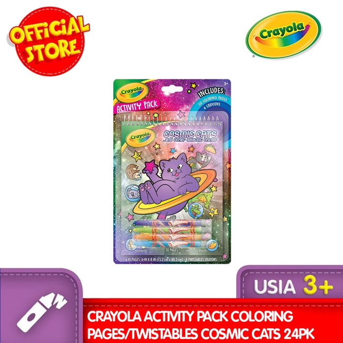 

PRODUK TERLARIS !!! CRAYOLA Activity Pack Coloring Pages/Twistables Cosmic Cats 24Pk