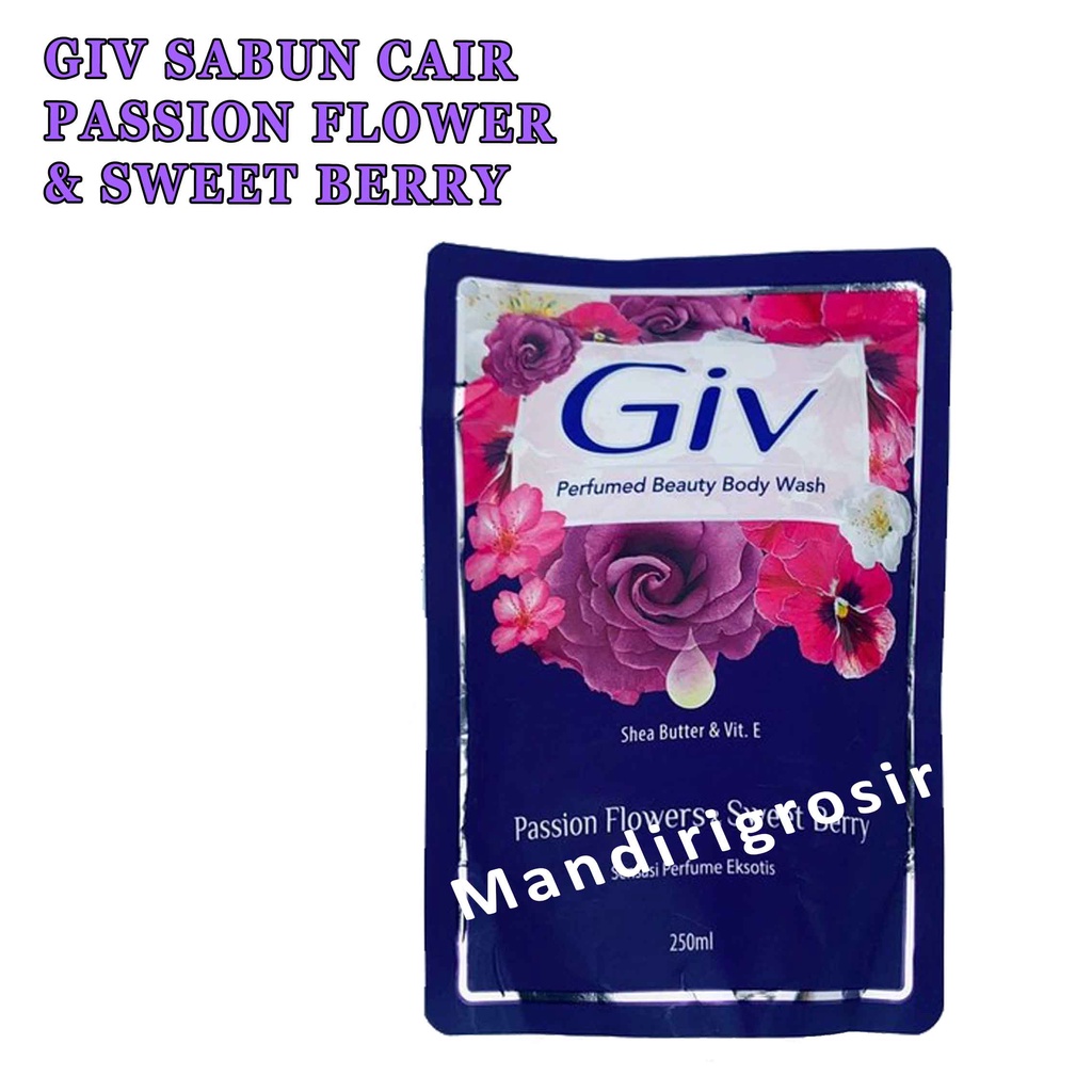 Sabun cair* Giv* shea butter dan vitamin e* 250 ml* flowers berry