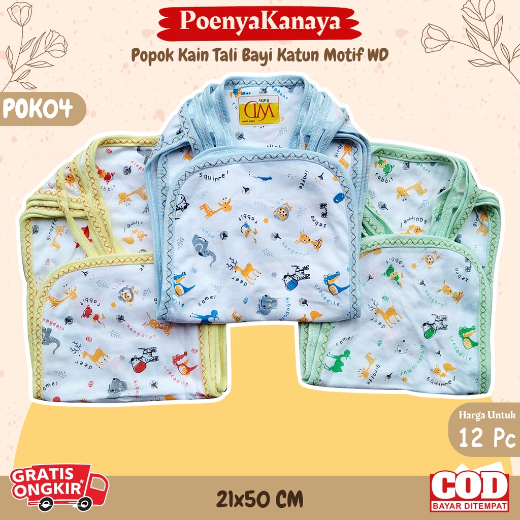 1lusin Celana Popok Kain Tali Bayi Katun Motif Div POK04