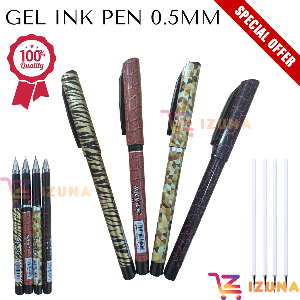 [IZUNA] PULPEN GEL ISI ULANG / PENA / PULPEN GEL INK 0.5MM ALAT TULIS / BALLPOINT PEN / ALAT TULIS PENA ANAK SEKOLAH ISI ULANG  TINTA HITAM