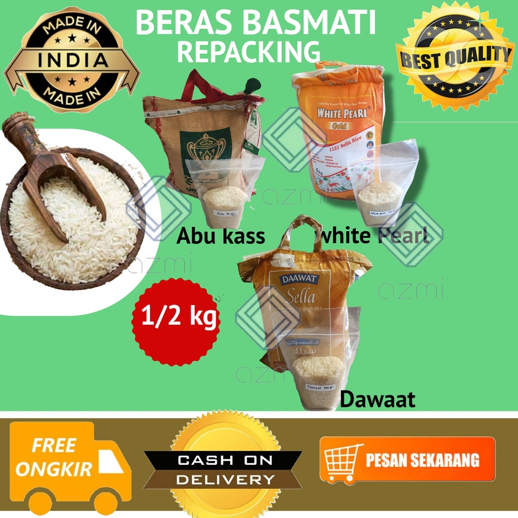 Beras Basmati white pearl 1/2kg 0,5kg 0,5 kg 500gr Dijamin Ori atau Uang Kembali!!Premiium Quality bukan beras Curah!!!!