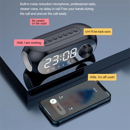 Speaker Bluetooth S8 Clock Alarm Light Disco Mirror Portable