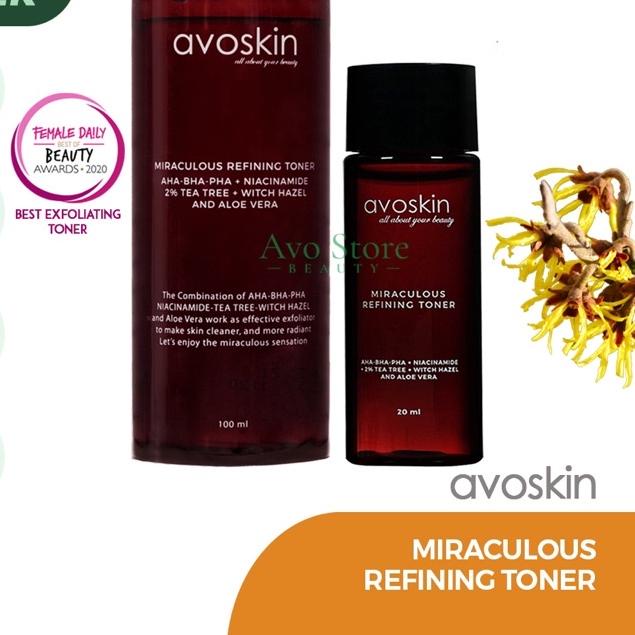 ☏ Avoskin Miraculous REFINING TONER 100ml/20ml [AHA BHA PHA NIACINAMIDE] / Eksfoliasi / Exfoliating 