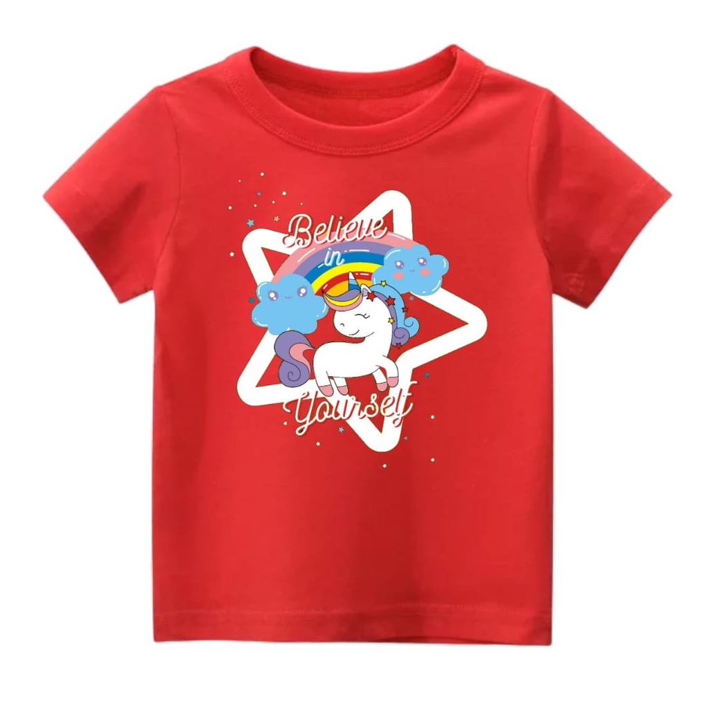 Rdkidzid Atasan Pendek Baju Kaos Anak Perempuan Motif Pony Star  Warna