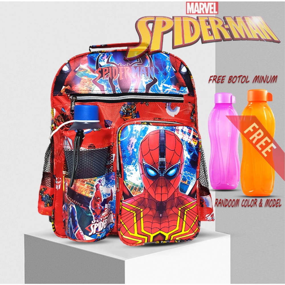 Tas Ransel anak Sekolah TK / SD karakter Spiderman free botol // Tas ransel Spiderman