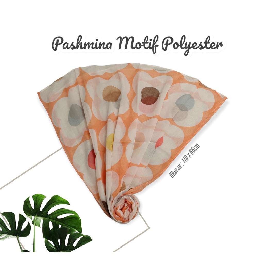 Pashmina 170cm x 65cm Motif / Kerudung Pashmina 170x 65cm Polyester Motif