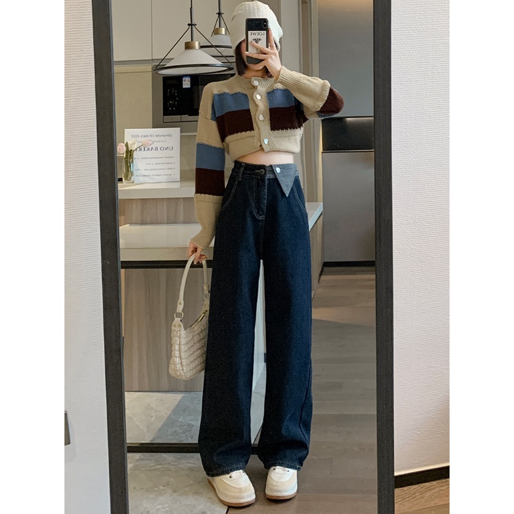 celana jeans highwaist wanita korea style import straight celana kulot baggy vintage celana kulot kancing