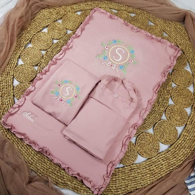Mukena Set Sajadah Lebaran Anak Dewasa Couple Custom Nama Free Bordir Stortiazah