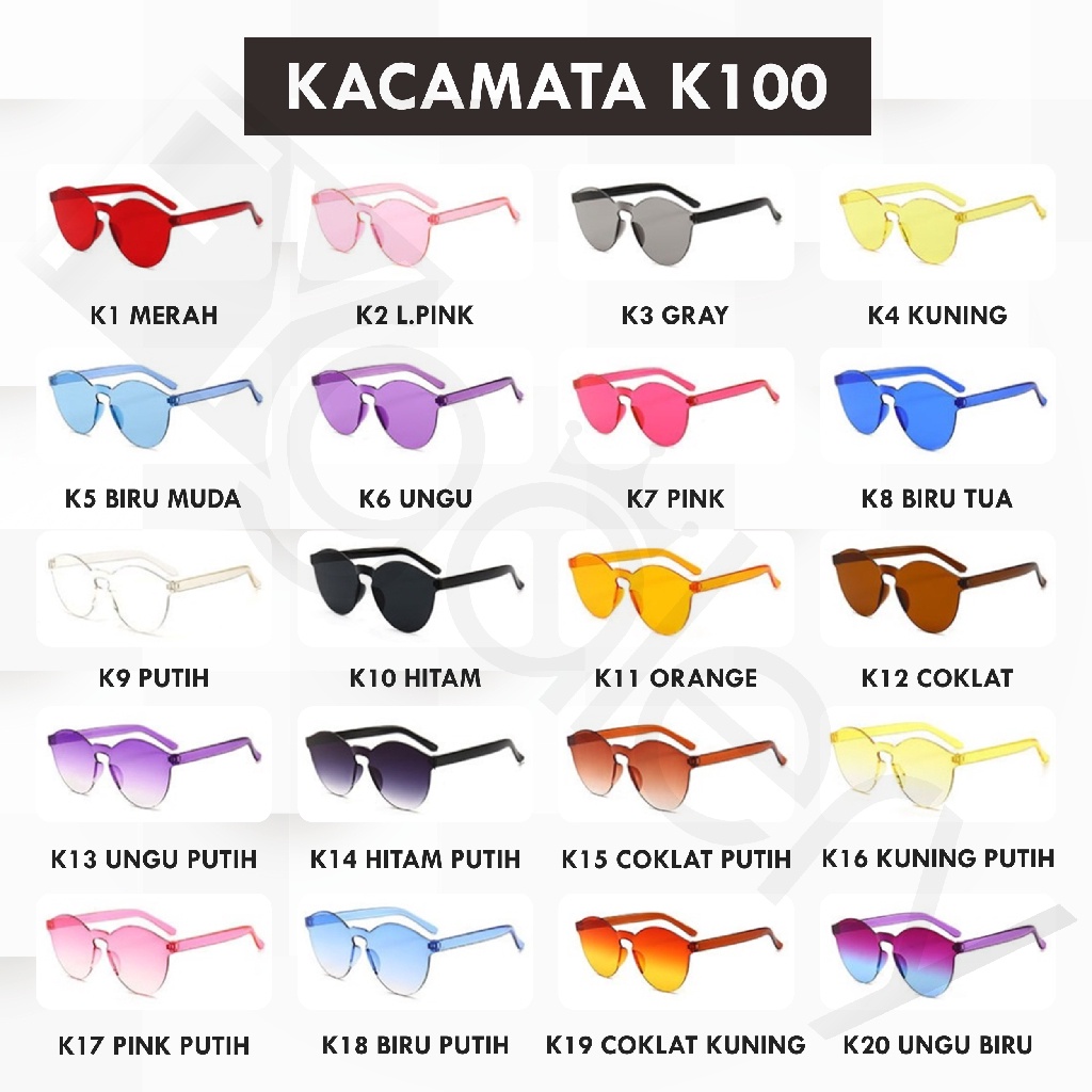 FYGALERY K100 Kacamata Jelly Unisex Fashion Colourful Sunglasses Sport Transparan Murah