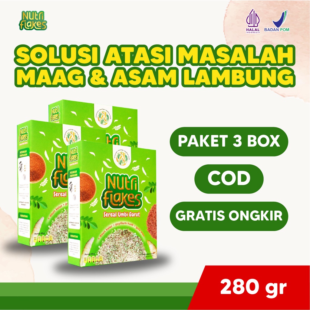 

NUTRIFLAKES Paket 3 Atasi Masalah Lambung Pencernaan Gerd Isi 280 gram