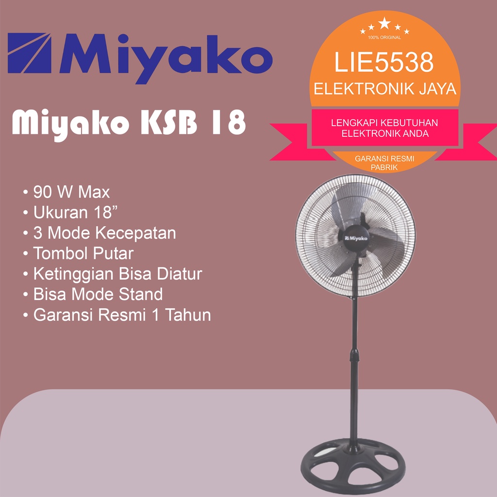 Kipaa angin berdiri MIYAKO 18 KSB / 18KSB STAND FAN MIYAKO 18&quot;