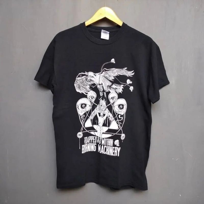 baju kaos band second doom metal trapped within burning machinery
