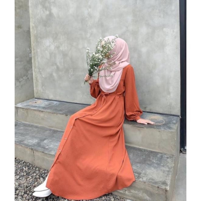 Gamis Baju Gamis SAFINA Abaya Syar'i Turkey Hitam Polos Dress Muslim Wanita - Ginger, M(V0M3) Gamis 
