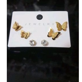 Anting Titanium Tusuk emas  3 in 1 dapat 3 Pasang647