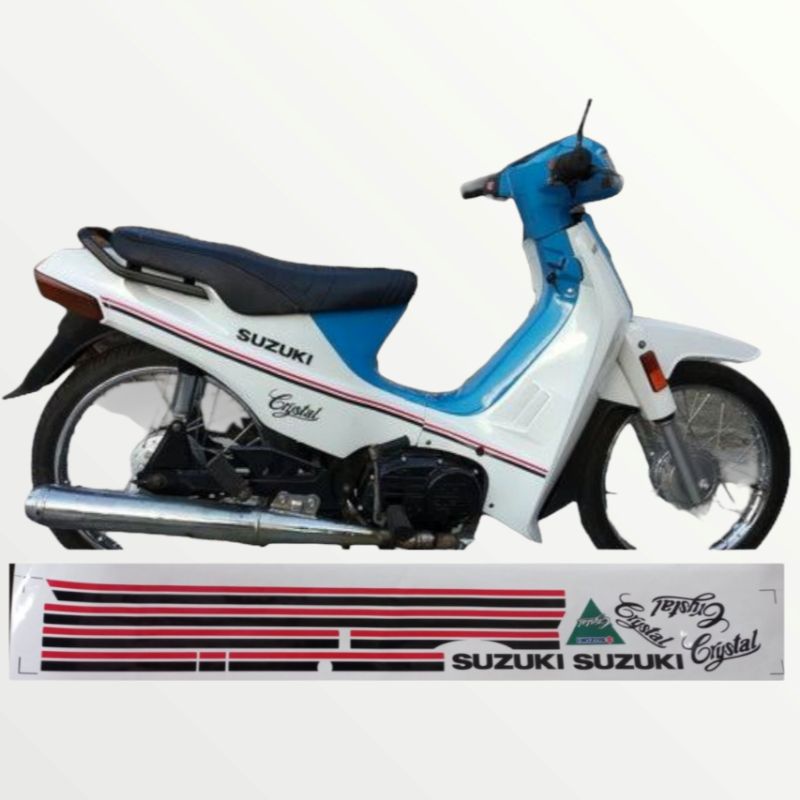 Striping sticker motor suzuki crystal tahun 90 tahan pernis printing cutting
