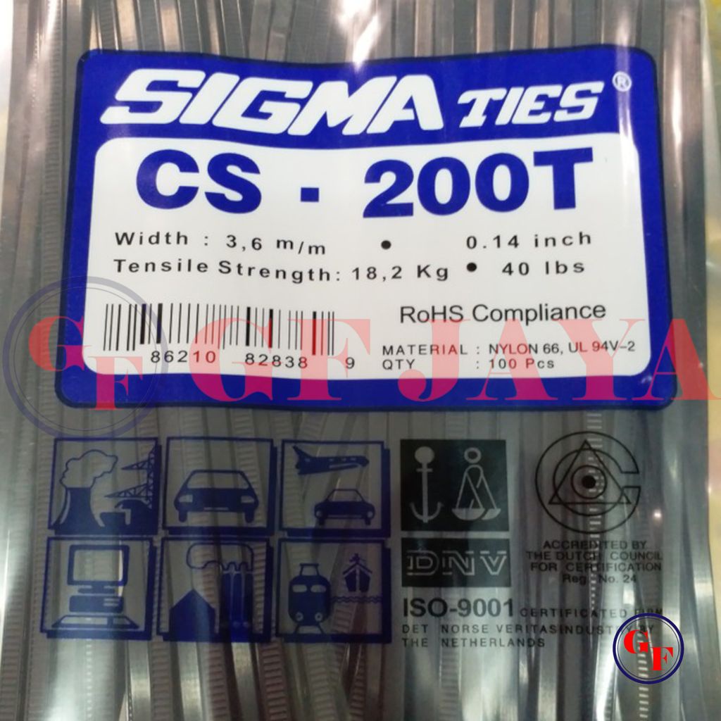 

Kabel Ties Sigma CS-200T 20cm x 3.6mm Hitam / CS200T CV200 CV 200 T 20 cm 200mm 3.6 mm 3,6 / Cable Tie Tis Tali Pengikat Insulock Insulok Warna Black