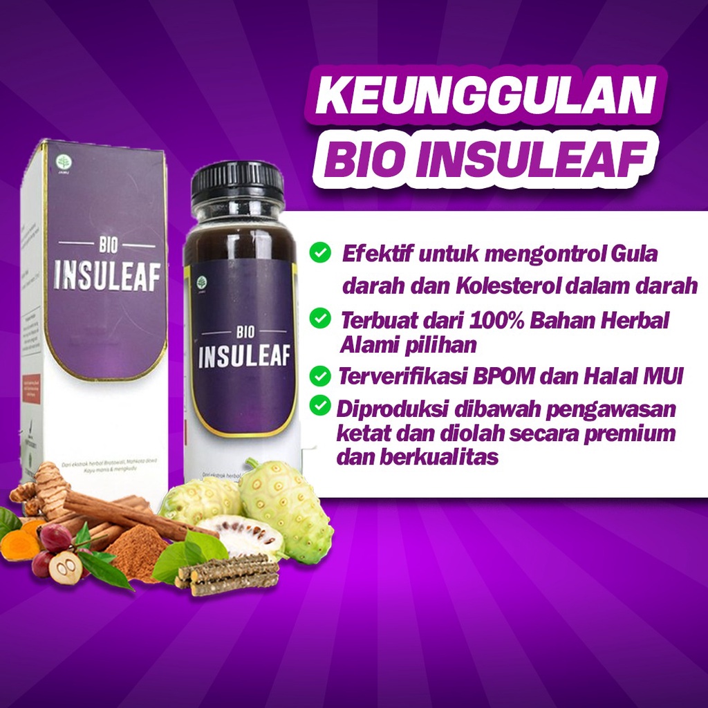 Bio Insuleaf - Solusi Atasi Kencing Manis, Diabetes Melitus, Cegah Gagal Ginjal Gula Darah Tinggi Kurangi Kadar Glukosa Atasi Kolesterol Kerusakan Jantung Hati Ekstak Mengkudu Brotowali  Mahkota Dewa Kunyit Obat Jamu Tropicana insulif Insulin [Cod]