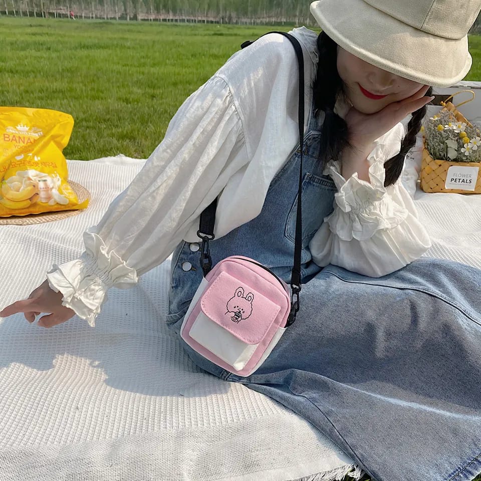 TAS MUDEOK - Tas Selempang Wanita Kanvas Mormon Sling Bag Tas Mini Tas Bahu