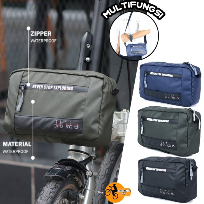 ] Tas front block sepeda lipat waterproof selempang front block