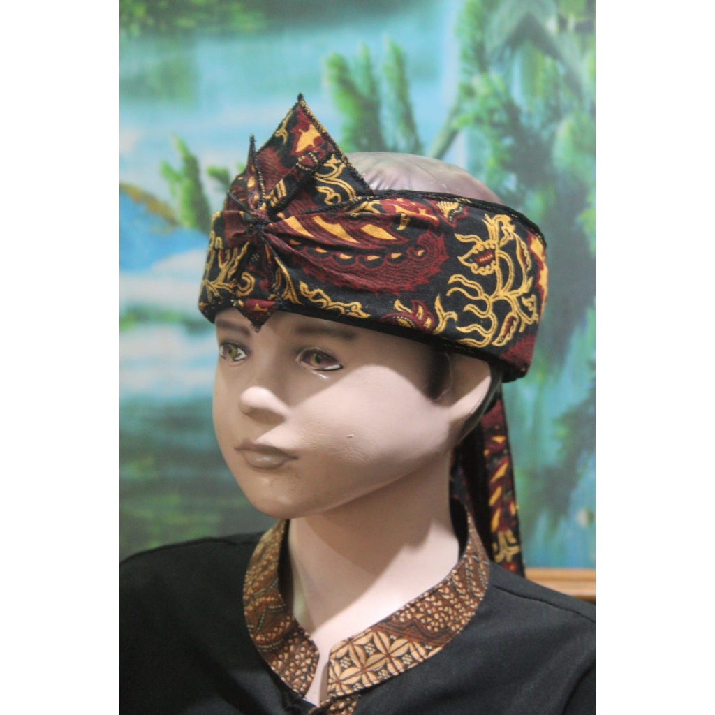 blangkon iket kepala sunda jawa batik tradisional anak atas BOLONG (COKLAT)