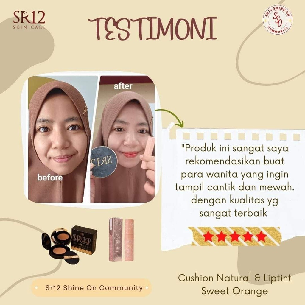 Lip Tint Gel SR12 Sweet Orange Tekstur Ringan Awet Tahan Lama Tidak Lengket Cepat Meresap BPOM