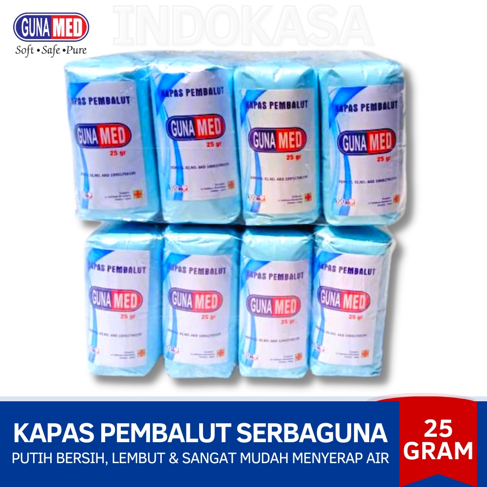 GUNAMED Kapas Putih 25g / Kapas Pembalut / Kapas Medis Peralatan P3K