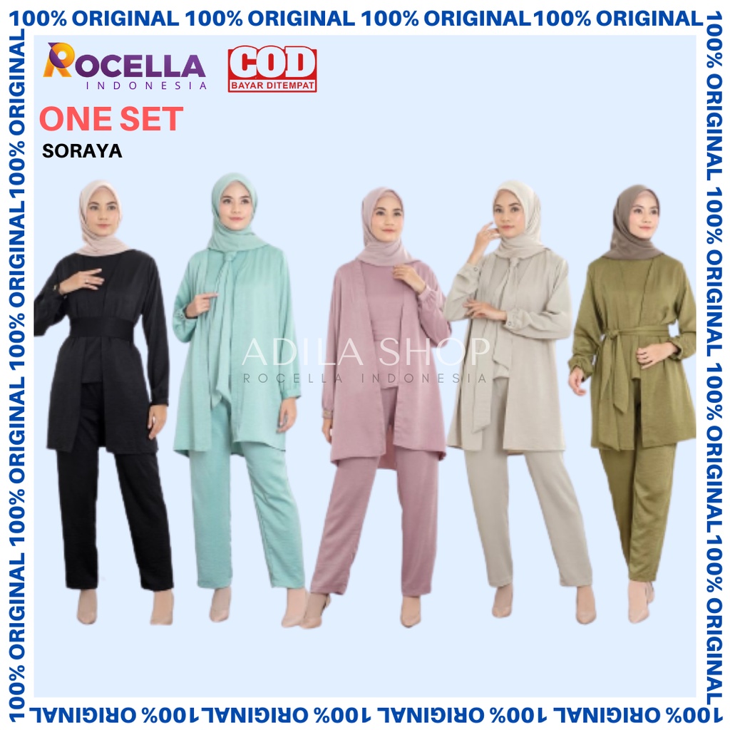 Rocella One Set Soraya 4 in 1 Satu Set Stel Atasan dan Celana Wanita One Set Baju dan Celana Wanita 