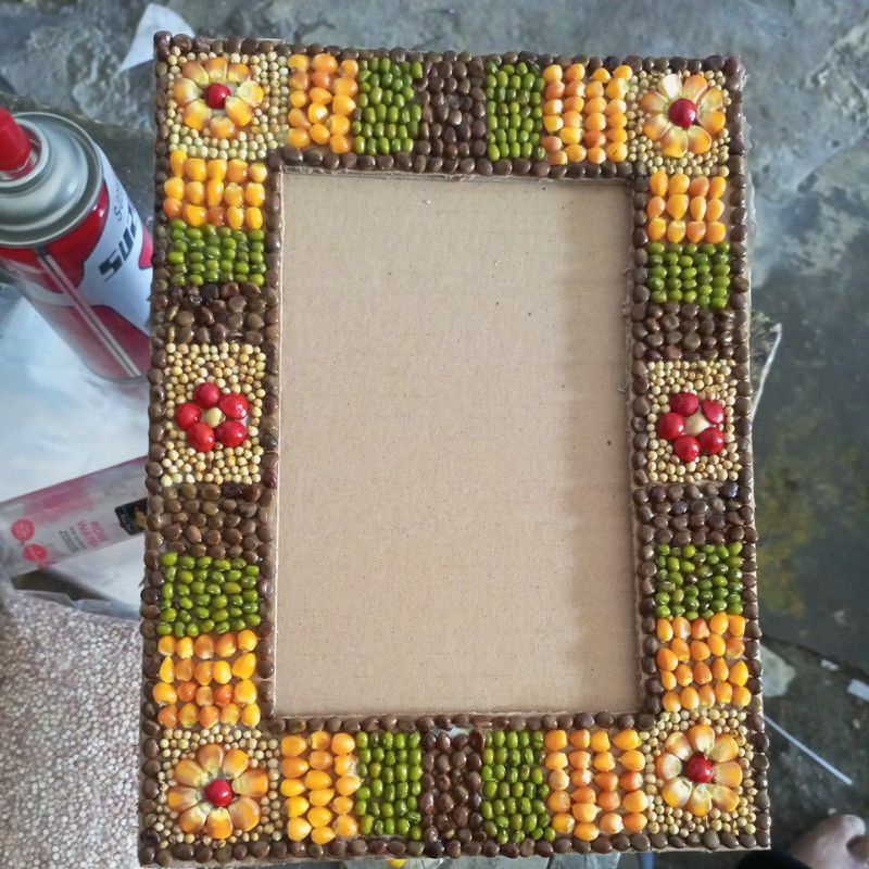 ✅Pigura Foto Kolase Biji-Bijian Dari Papan Triplek