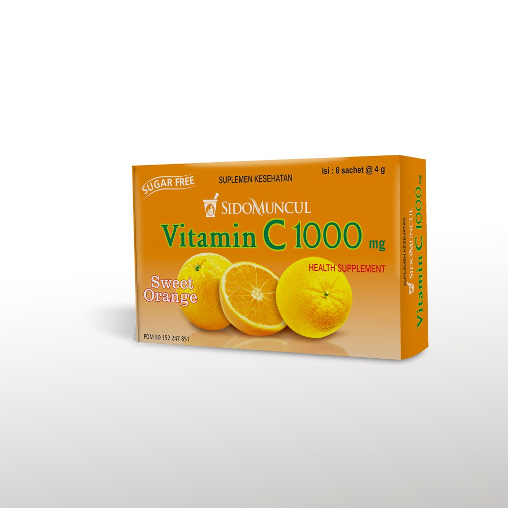 SidoMuncul Vitamin C 1000 Serbuk Orange / Lemon 6's - Jaga Daya Tahan  - JB