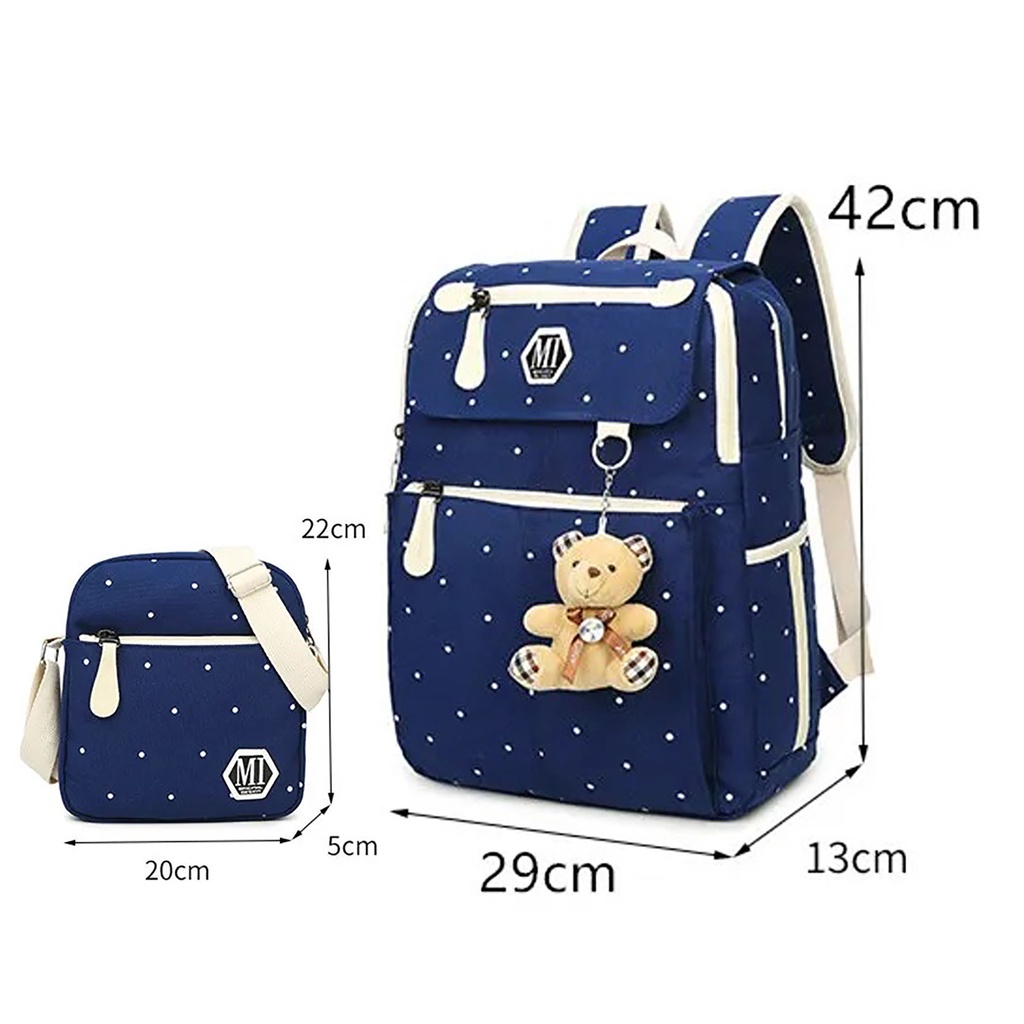 SALE Tas Ransel Anak Sekolah Karakter Motif Polkadot Set 2in1 Beli 1 Dapat 2