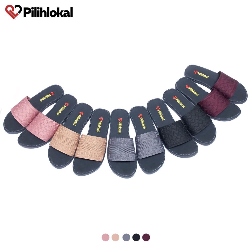 Pilihlokal - Sandal Rajut Polos Karet Elastis Selop Wanita Dewasa Murah Terbaru 2023 Flat Teplek Ibu2 - Sendal Slide Cewek Casual Kekinian Slop Kokop Korea Lentur Anti Slip - Slip On Sepatu Sandal Trendi Empuk Perempuan Viral Remaja Kondangan Lebaran Kuat