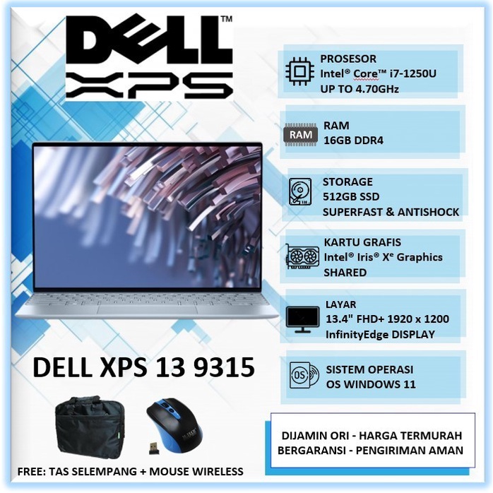 Laptop Dell XPS 13 9315 Intel Core i7 1250U Ram 16GB SSD 512GB 13.4" Win11Pro Sky Blue