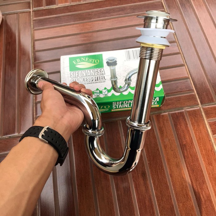 Terlaris Sifon Afur Wastafel Stainless Angsa Ernesto Er5023 Push Up /Pembuangan