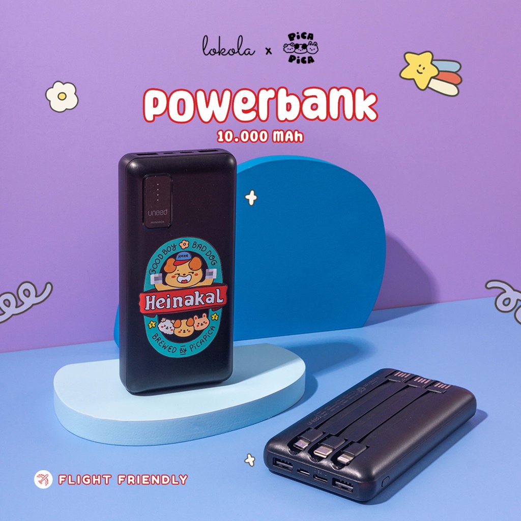Powerbank with Multiple Connector 10.000mAh Lokola by Uneed x PicaPica