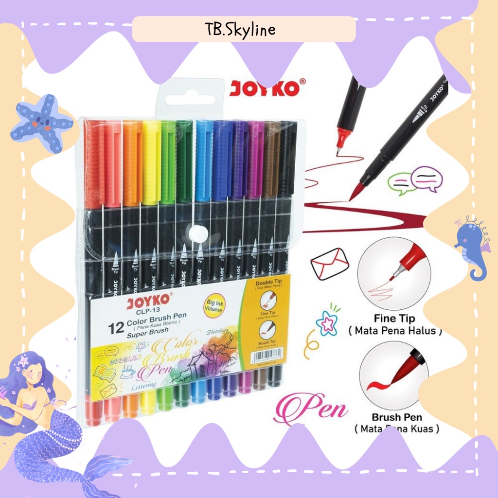 

Brush Pen / Color Brush Pen CLP-13 Joyko Set 12 Warna Super Brush