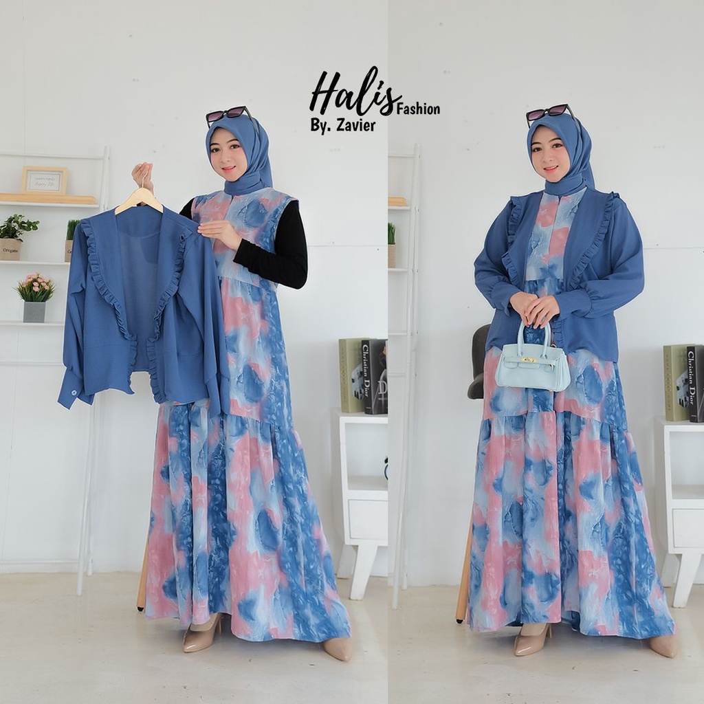 Set outer RAHMA ORI halis KARTINI KARTIKA BLEZER setelan terbaru muslim remaja wanita elegan style one set terkini motif kotak kotak