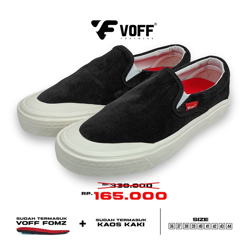 Voff - Sepatu Slip on Pria Wanita Voff Black Edition