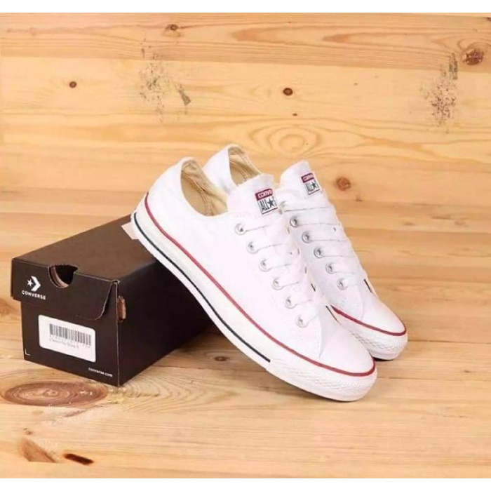 Sepatu Converse All Star Putih Lis Merah [Tanpa Box] Sneakers Original