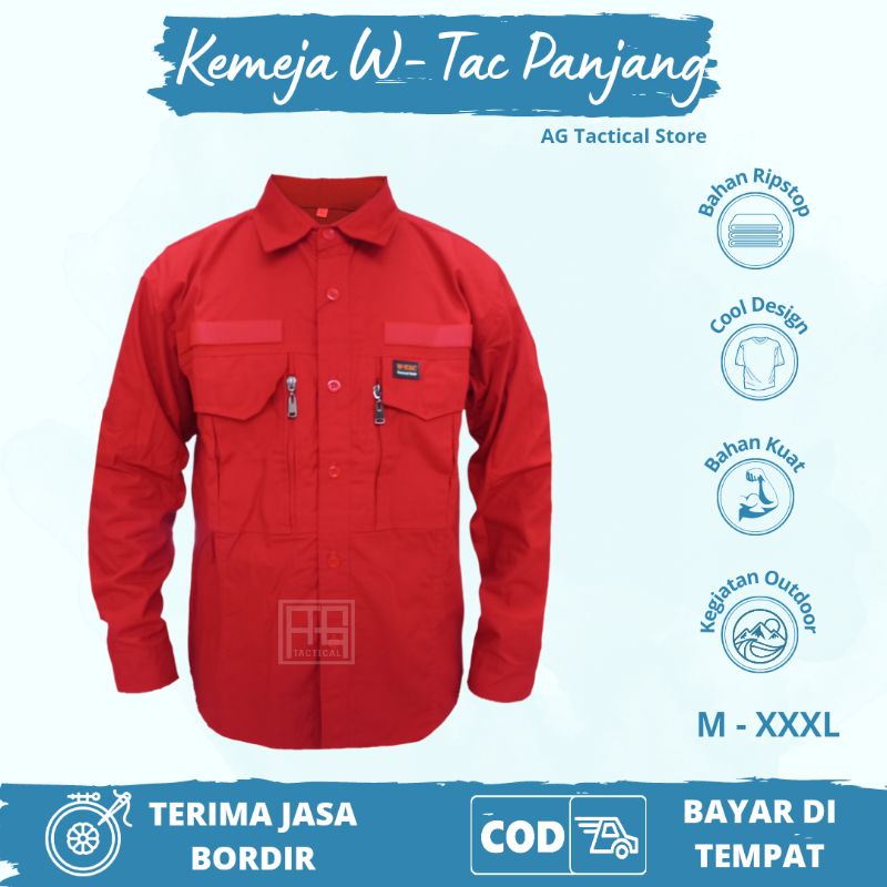 Kemeja Tactical W-TAC Tangan Panjang / Baju Kemeja Tactical Lapangan PDL / Hem Atasan Kemeja