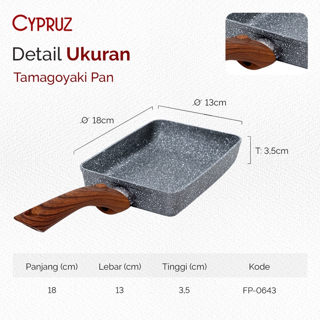 Cypruz Fry Egg Pan Tamagoyaki Marble Kotak FP-0643