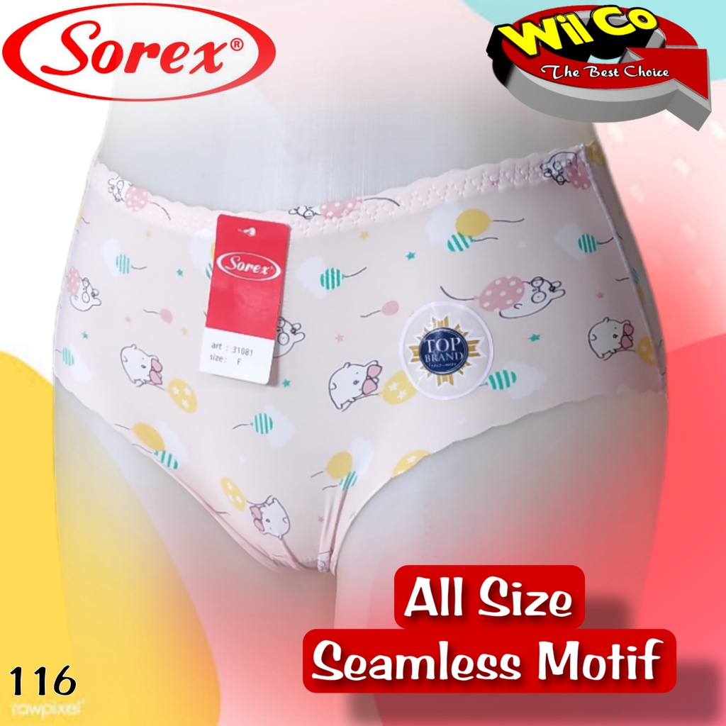 K116S - (HARGA PER 6 PCS) CELANA DALAM WANITA PAKAIAN WANITA PAKAIAN DALAM SEAMLESS SOREX FREE SIZE